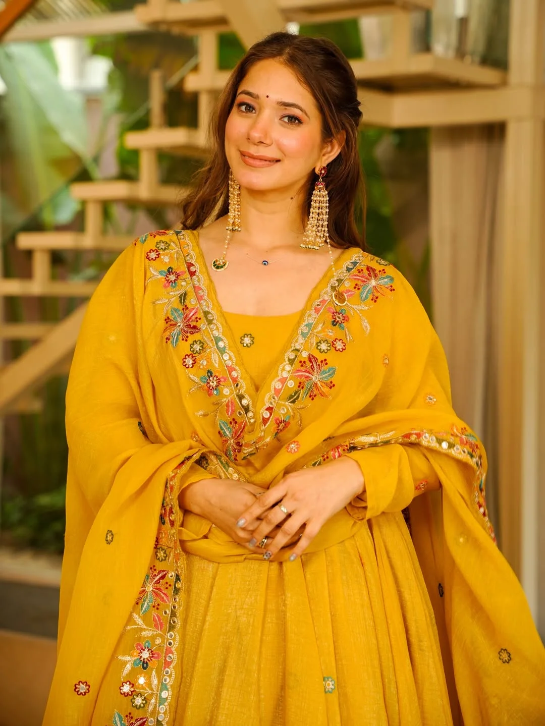 Premium Readymade Anarkali Suit Set for Women in Yellow — photo 5 of 6