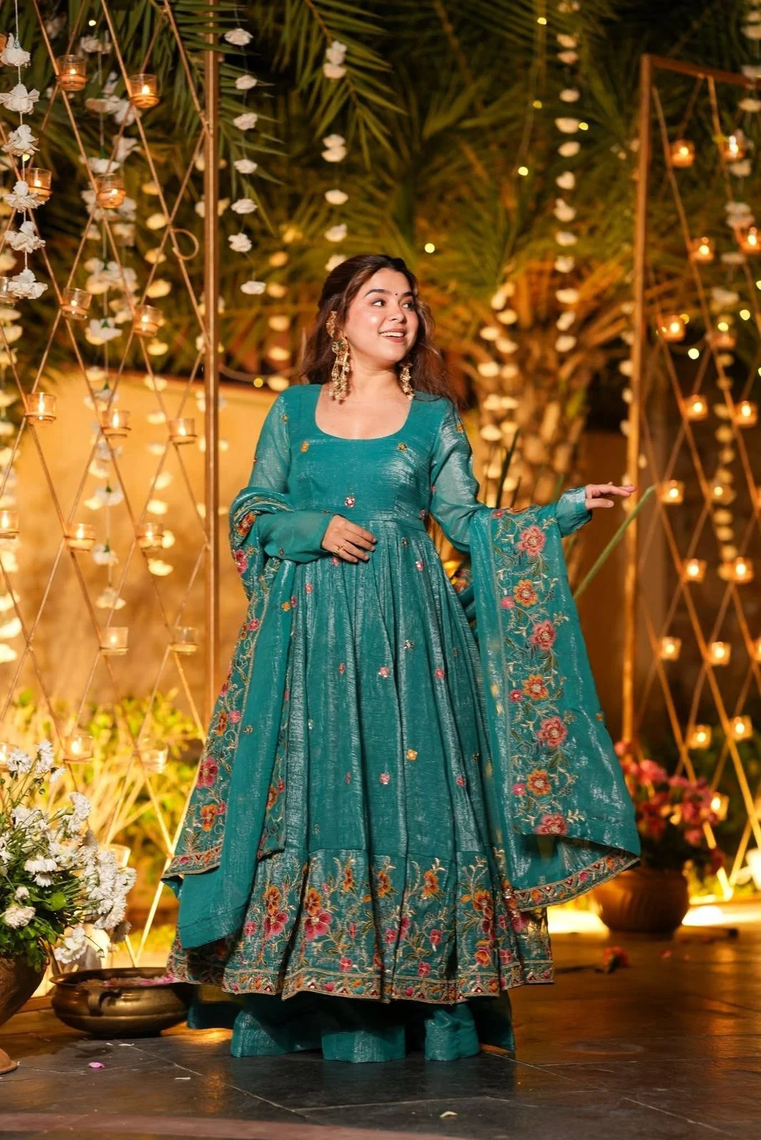 Premium Readymade Anarkali Suit Set for Women in Turquoise — photo 2 of 6