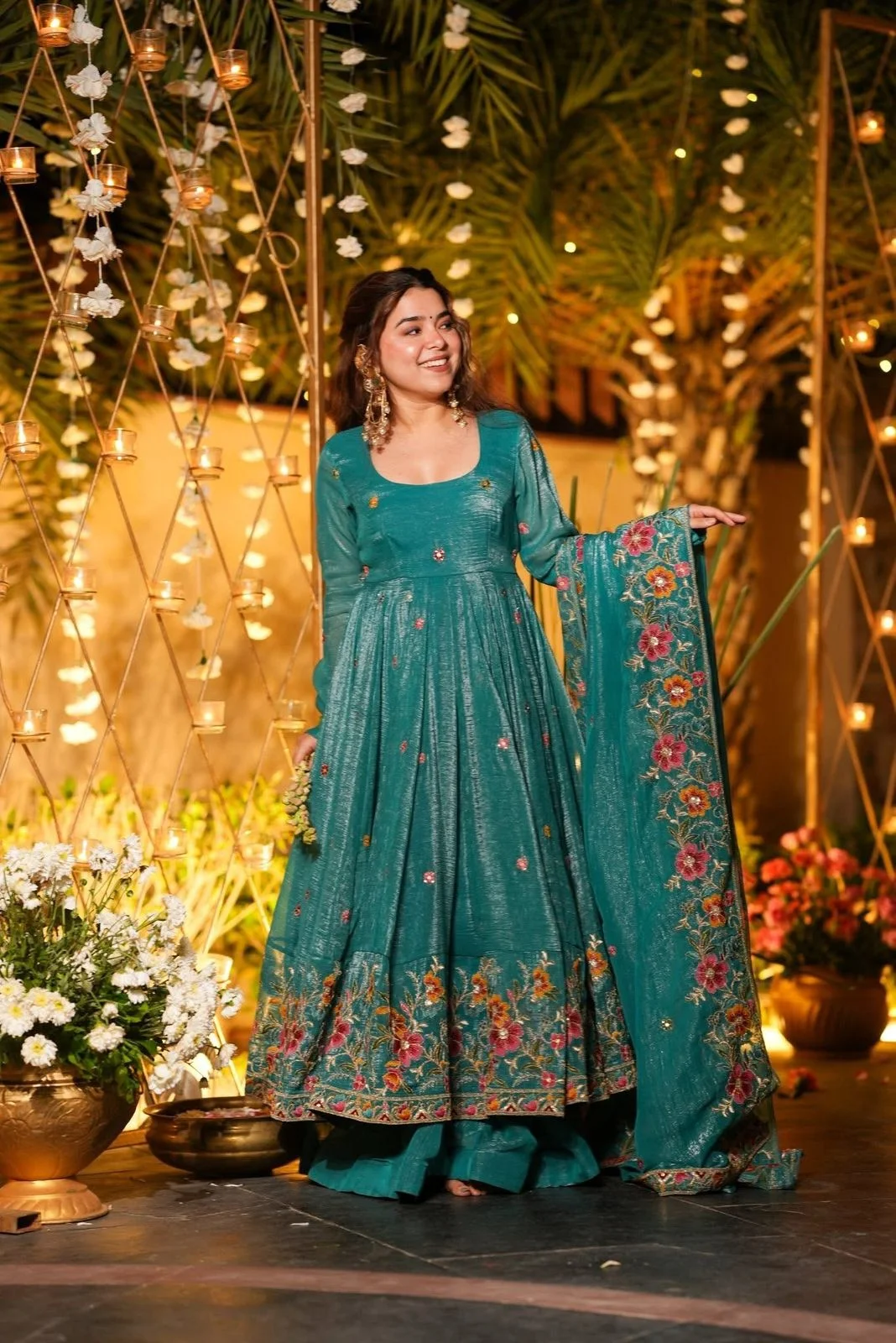 Premium Readymade Anarkali Suit Set for Women in Turquoise — photo 3 of 6