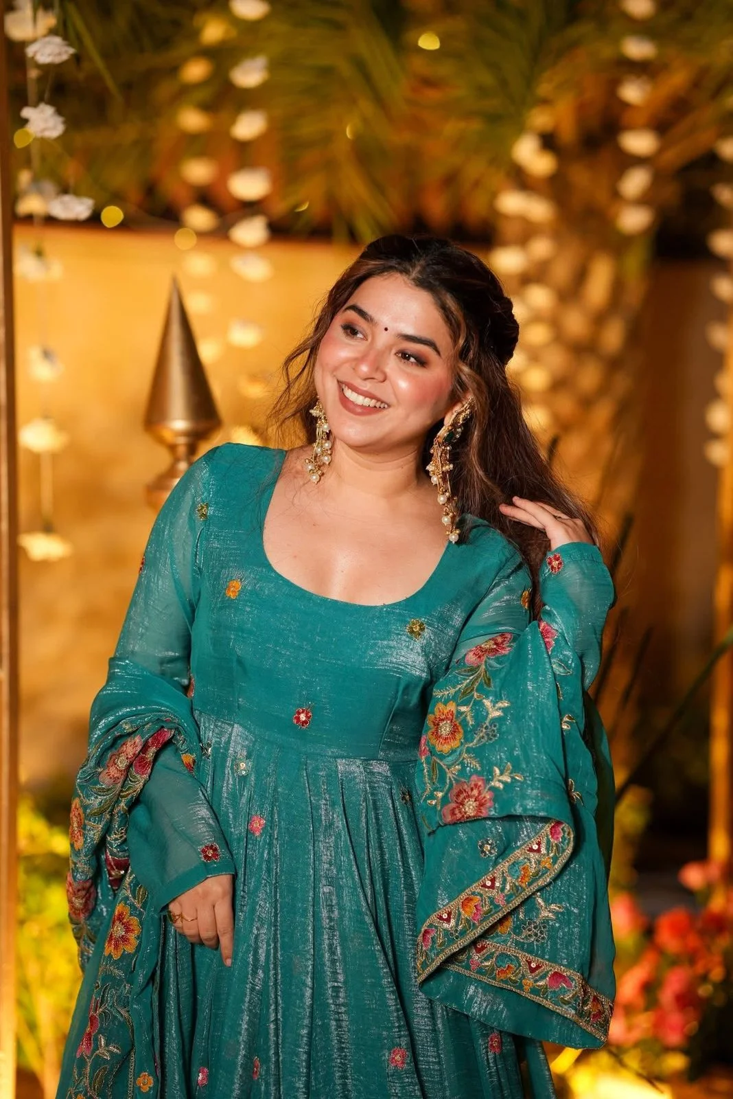 Premium Readymade Anarkali Suit Set for Women in Turquoise — photo 5 of 6