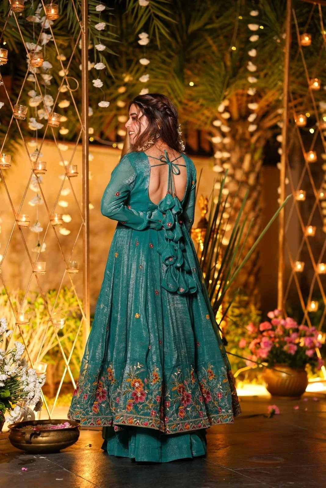 Premium Readymade Anarkali Suit Set for Women in Turquoise — photo 6 of 6