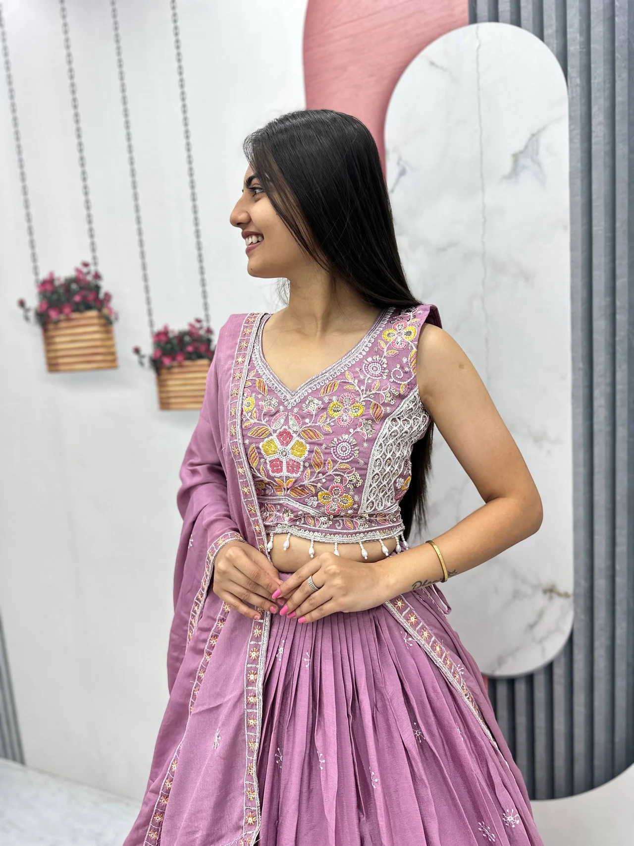 Chinon Lehenga Choli Set for Women in Purple — photo 6 of 6