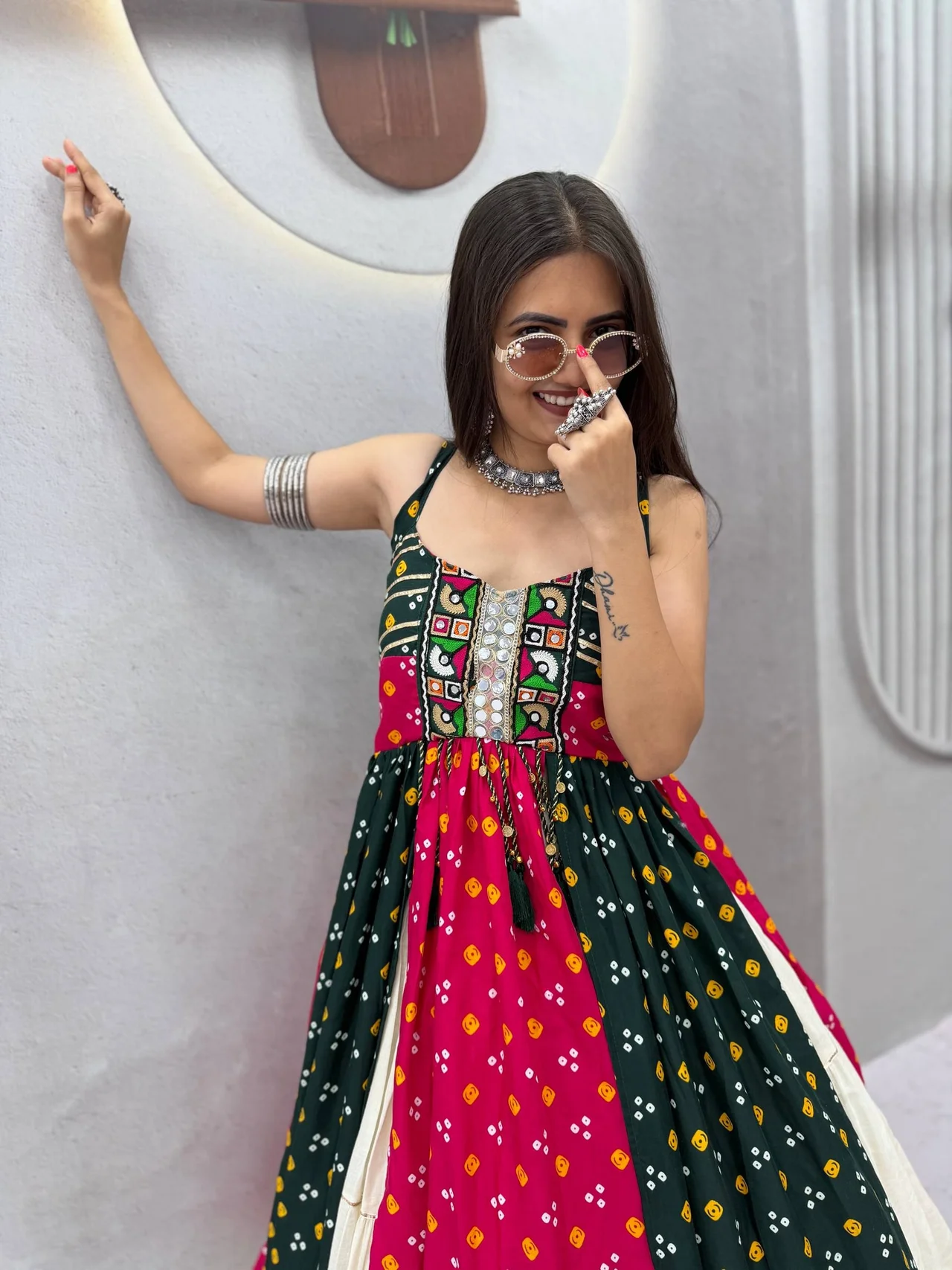 Navratri Special Bandhej Print Lehenga Choli for Women in Black — photo 3 of 8