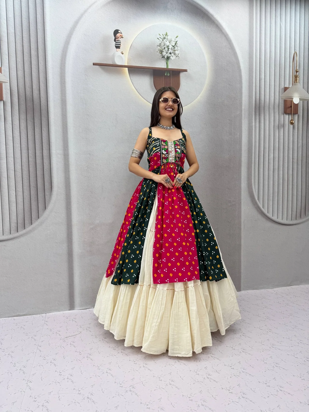 Navratri Special Bandhej Print Lehenga Choli for Women in Black — photo 7 of 8