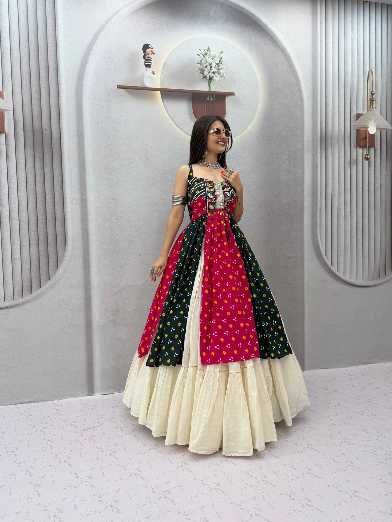 Navratri Special Bandhej Print Lehenga Choli for Women in Black — photo 8 of 8