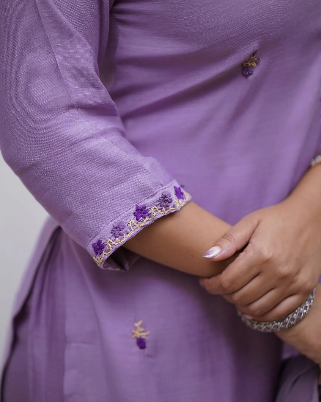 Women's Soft Rayon Slub Kurta Set with Pant & Chanderi Dupatta in Lavender — photo 7 of 7