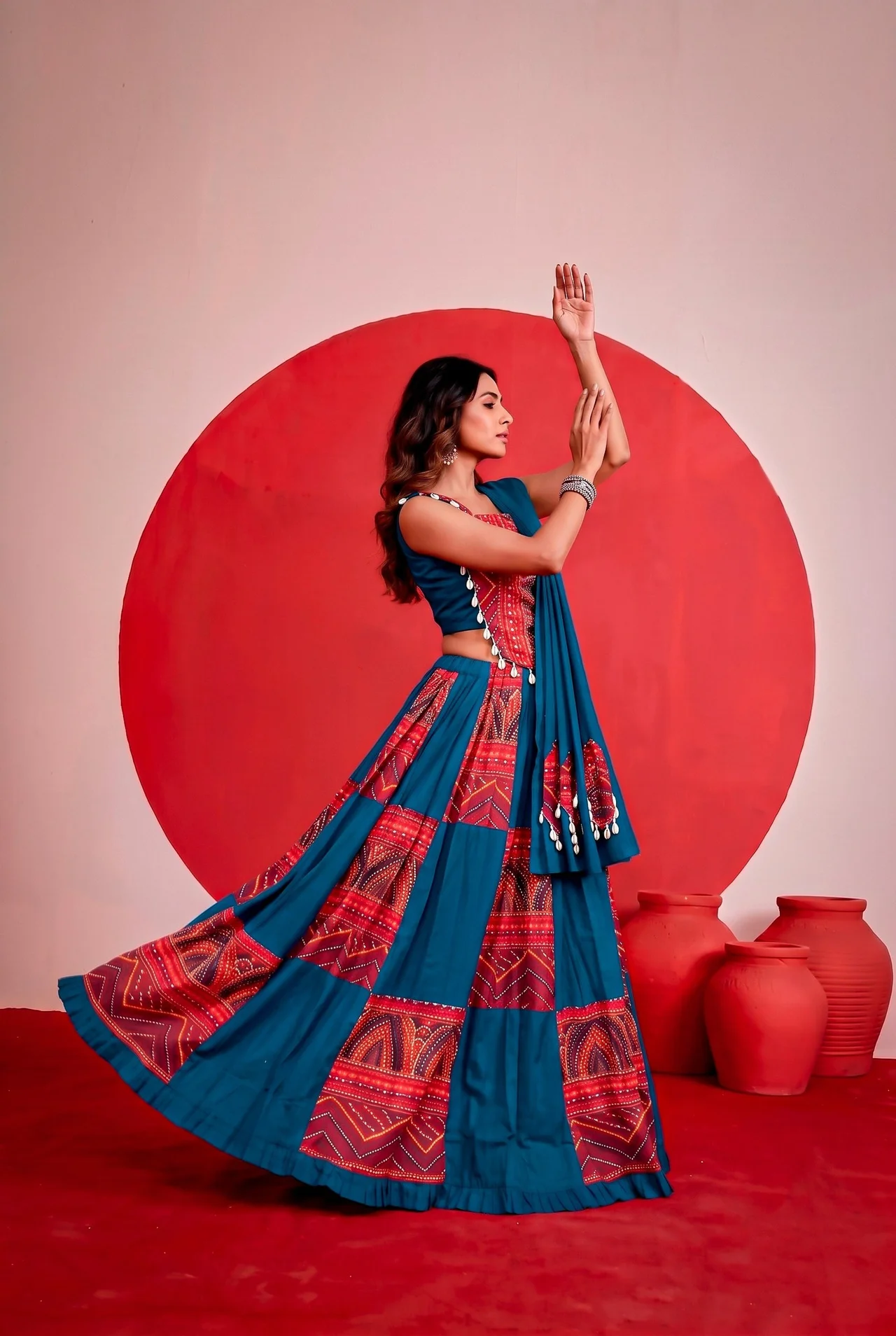 Navratri Collection 2026 Pure Rayon Lehenga Choli Set in Blue — photo 3 of 5