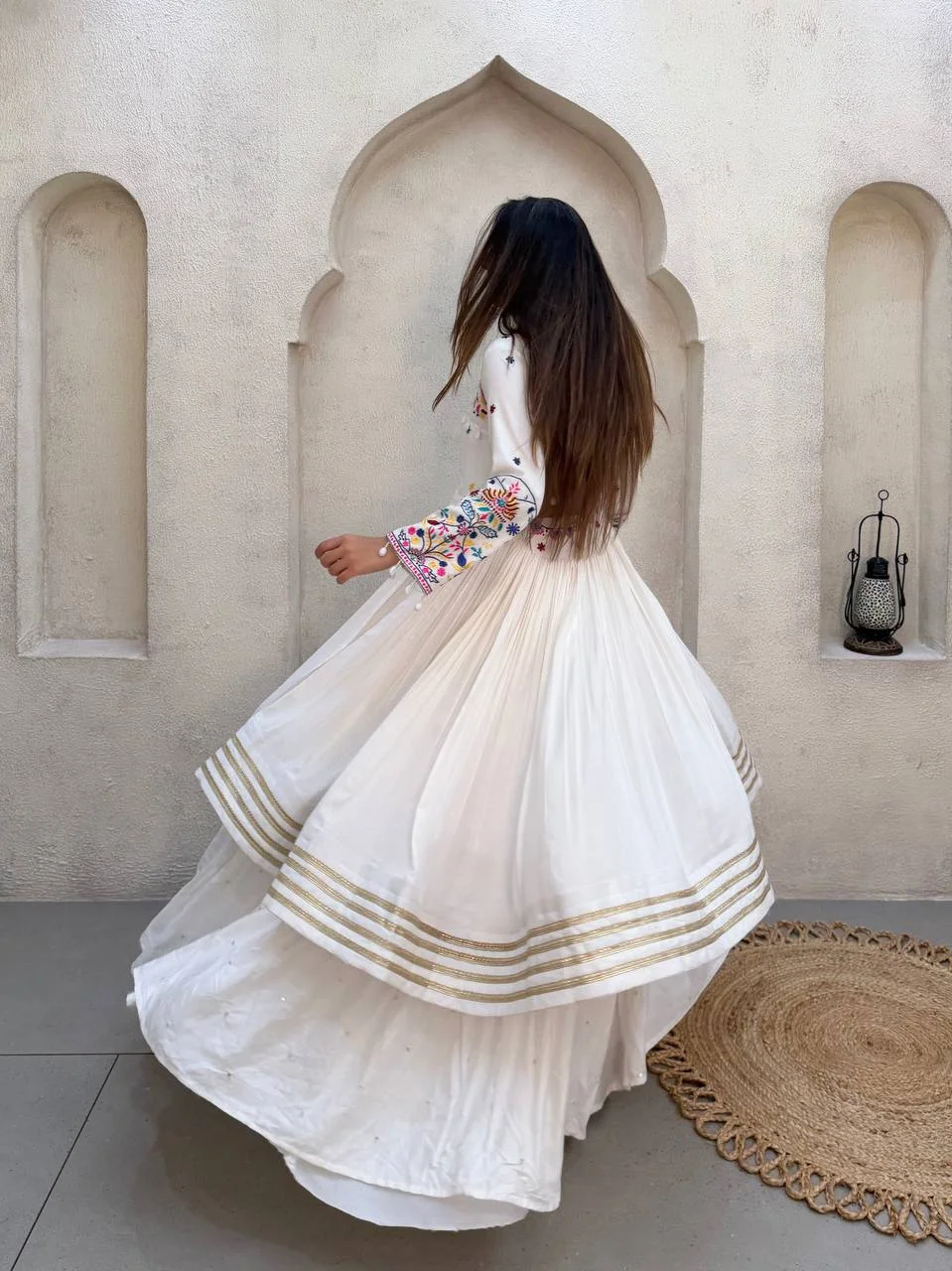 Navratri Collection Reyon Lehenga Choli for Women in Off White — photo 6 of 10