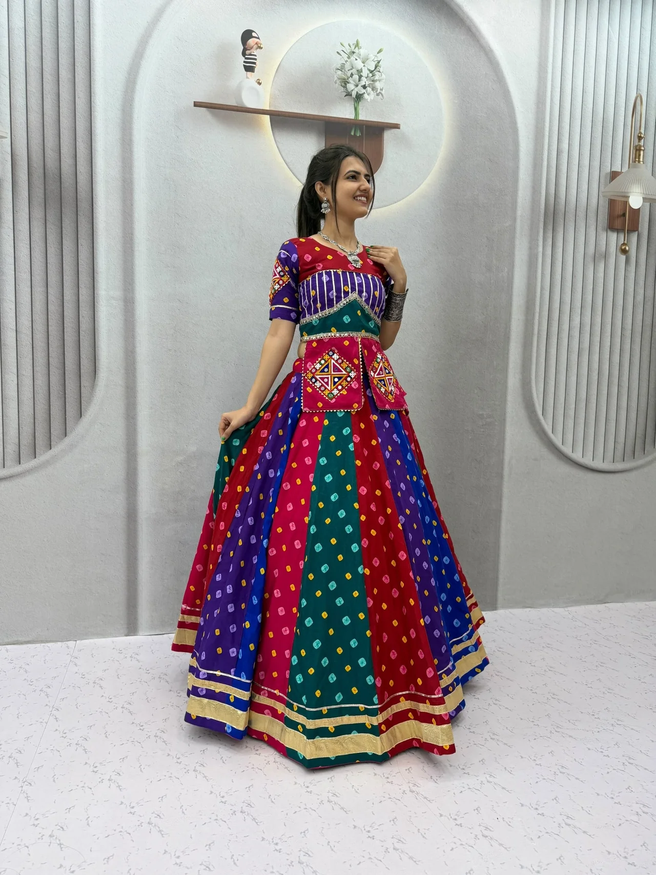 Vidala Clothings Navratri Special Winteg Lehenga Choli in Multicolour — photo 2 of 6
