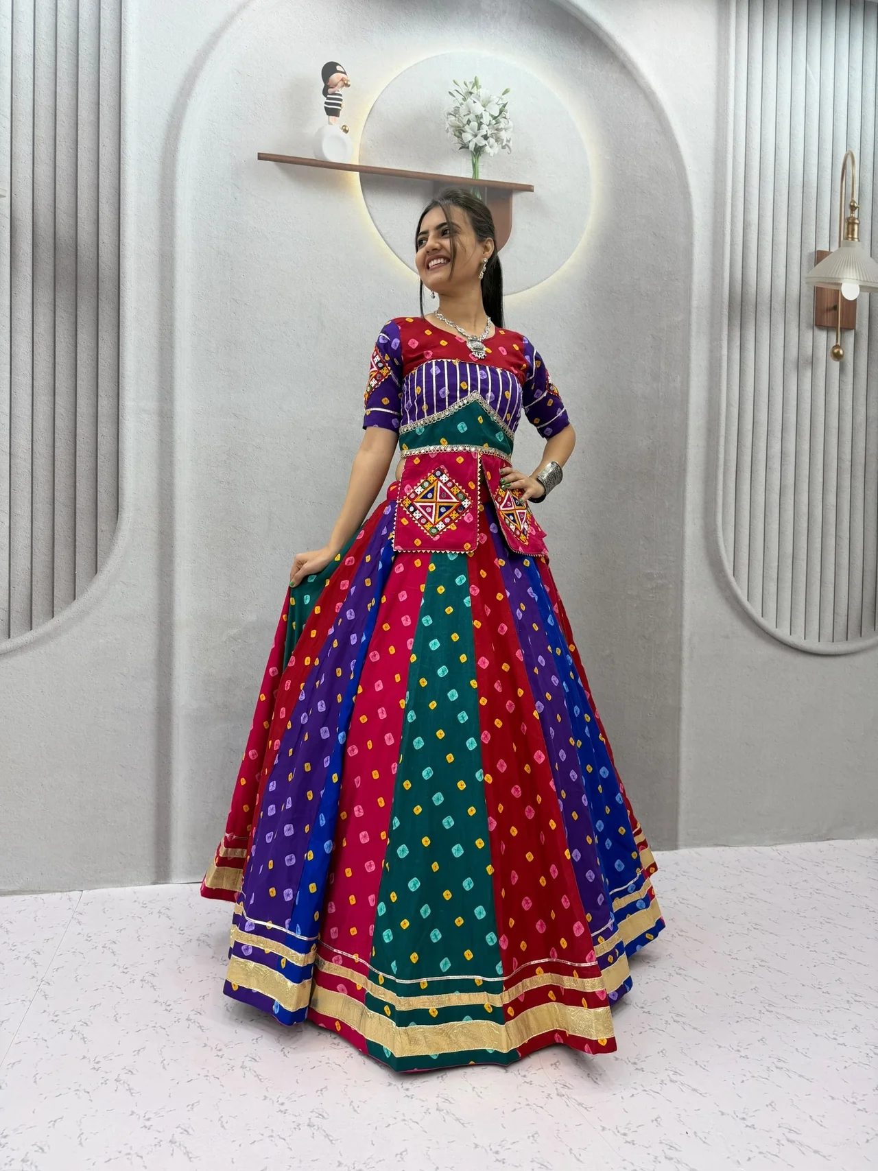 Vidala Clothings Navratri Special Winteg Lehenga Choli in Multicolour — photo 3 of 6