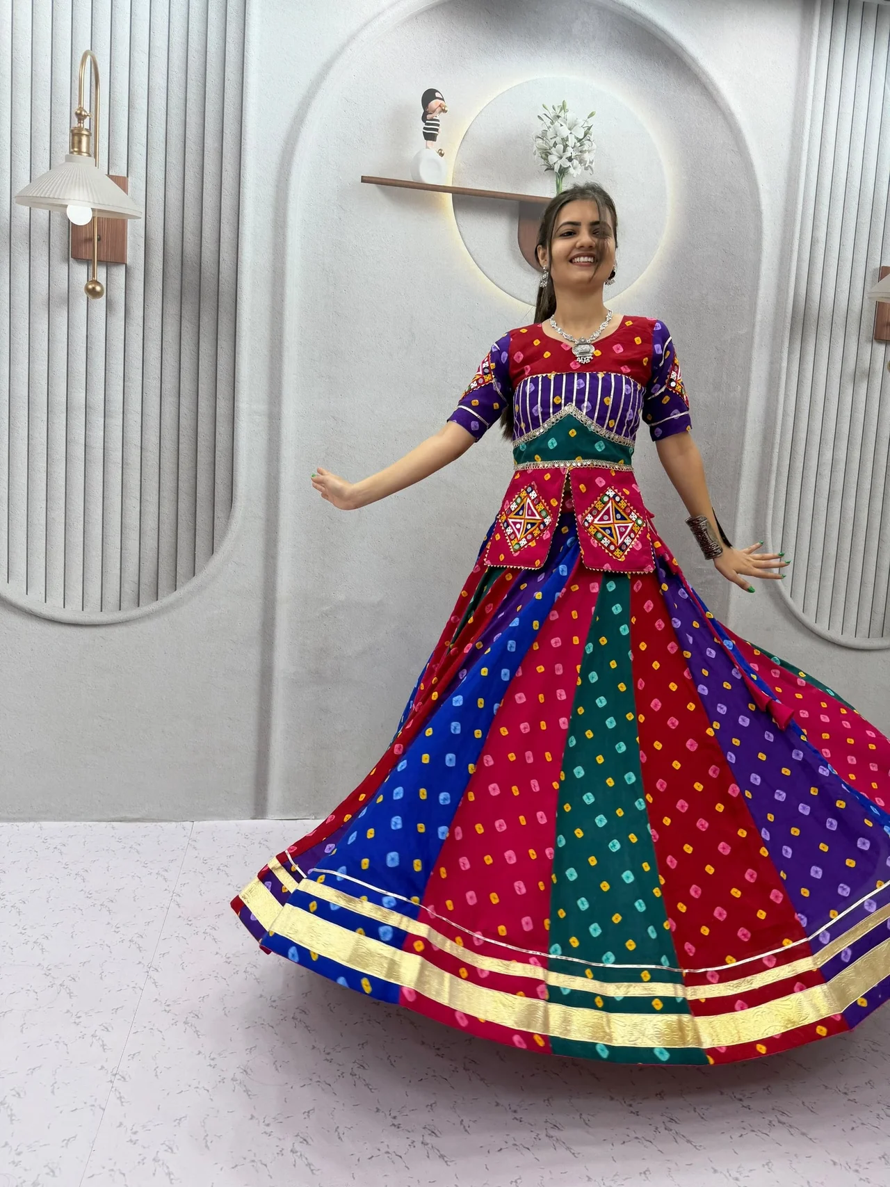 Vidala Clothings Navratri Special Winteg Lehenga Choli in Multicolour — photo 5 of 6
