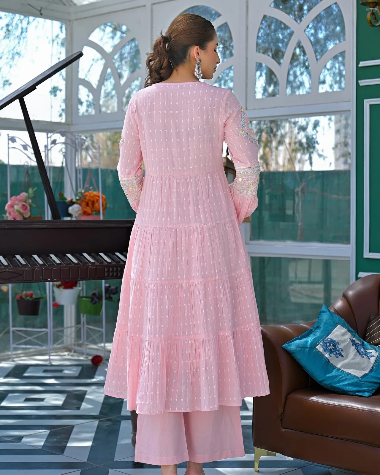 Women's Flex Cotton Kurta Set with Pant and Dupatta in Baby Pink — photo 2 of 6