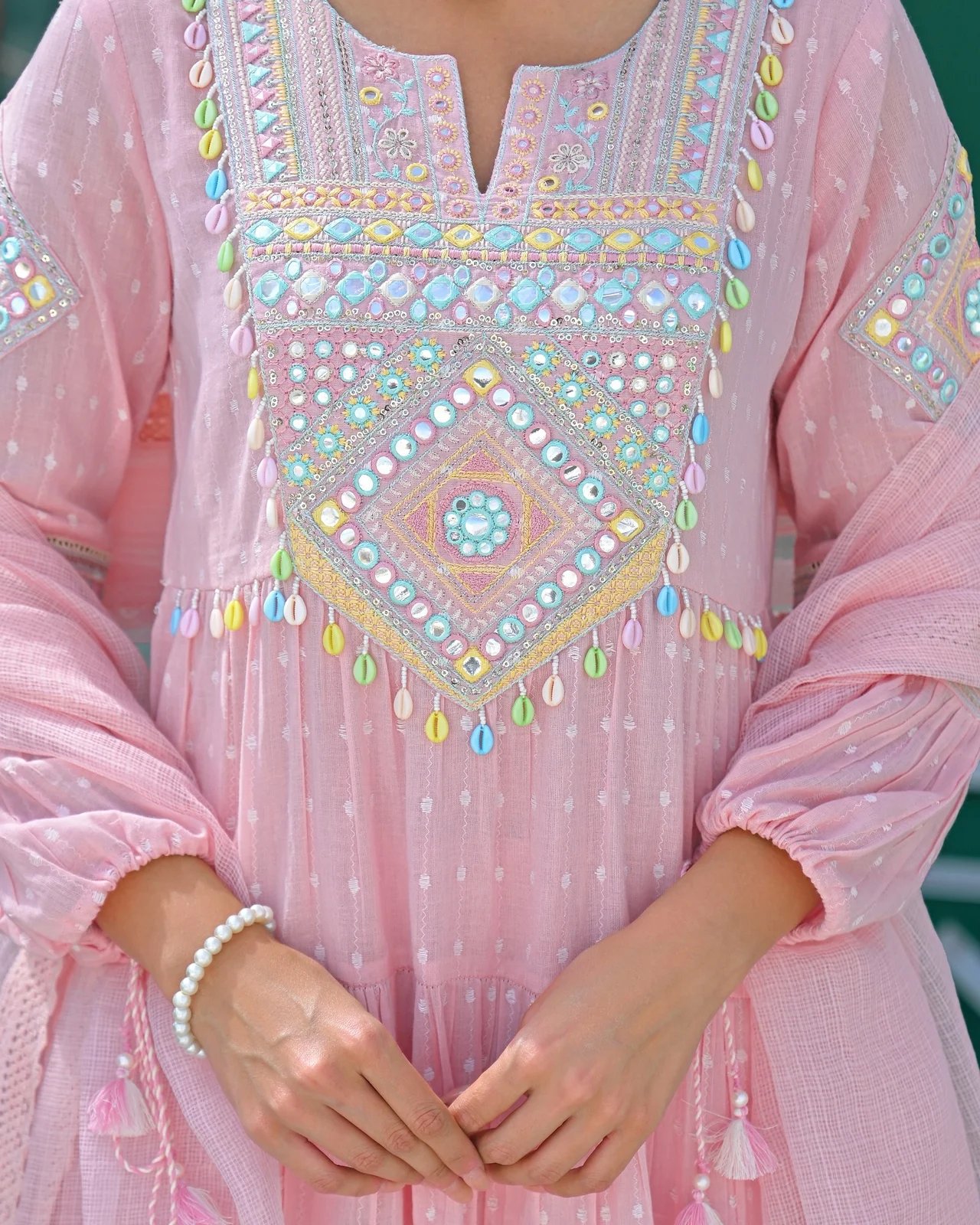 Women's Flex Cotton Kurta Set with Pant and Dupatta in Baby Pink — photo 3 of 6