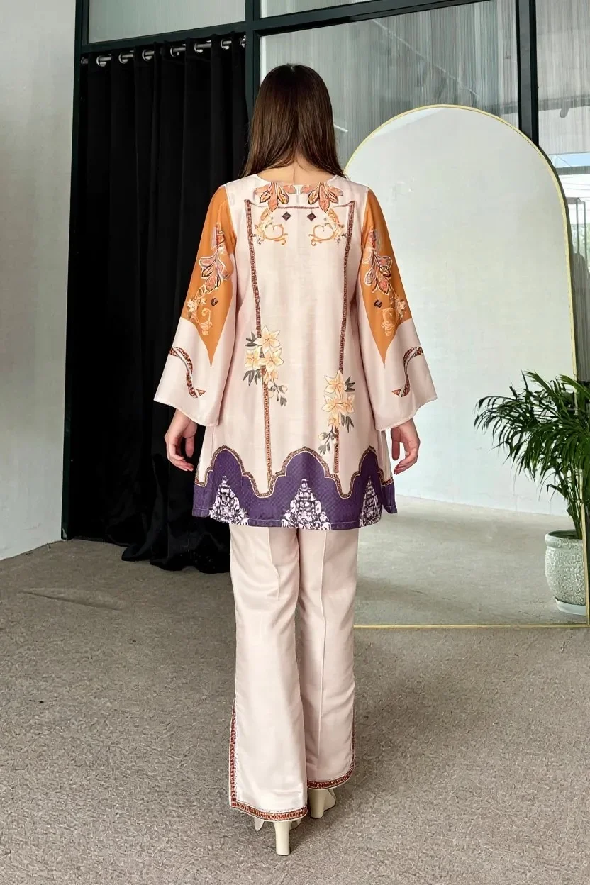 Women's Rayon Printed Kurta Set with Straight Pant in Cream — photo 7 of 7