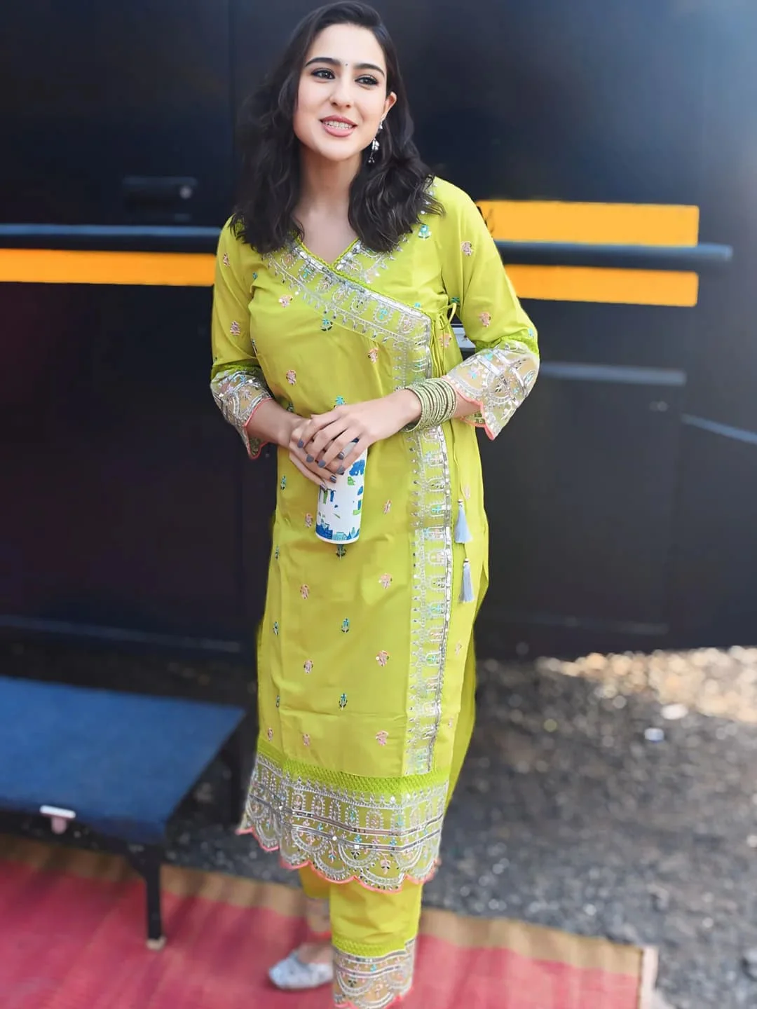 Women's Chanderi Cotton Kurta Set with Pant in Yellow — photo 4 of 7