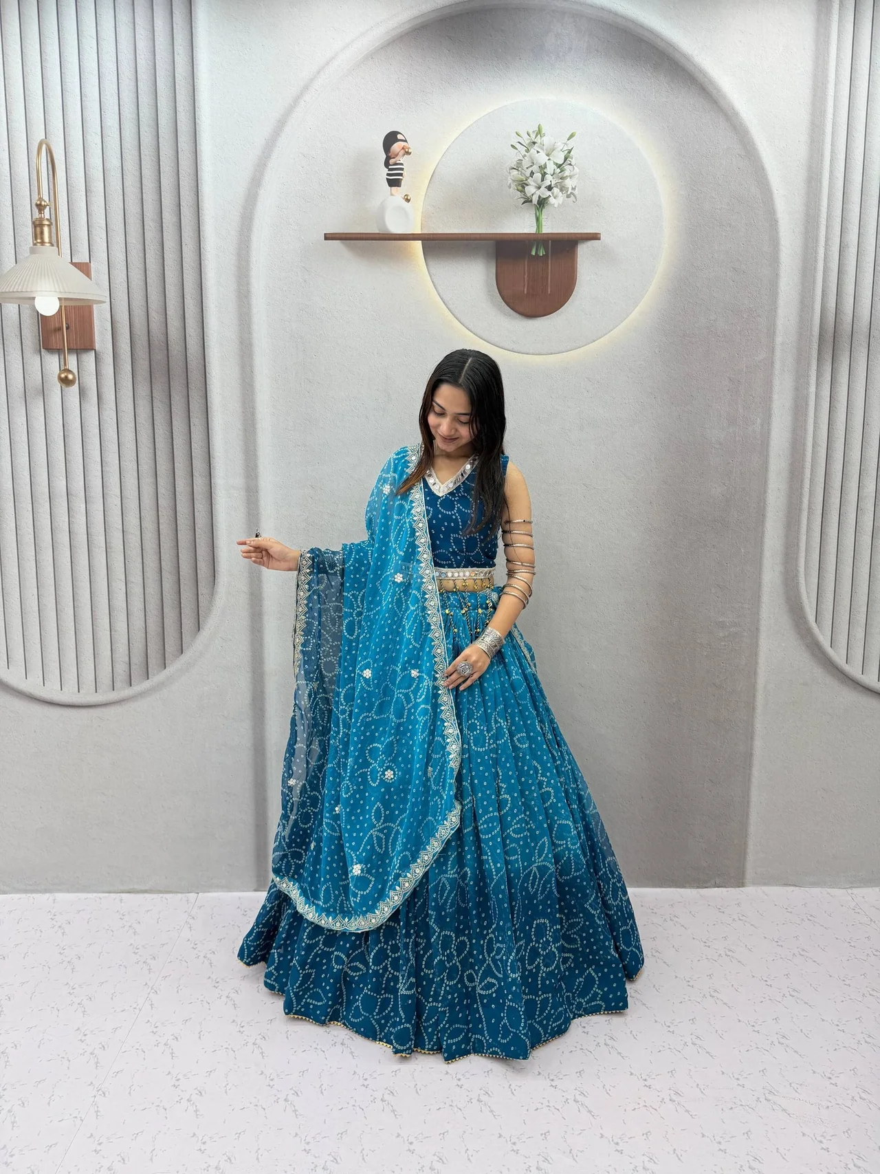 Vidala Clothings Navratri Special Fox Georgette Lehenga Choli with Vintage Dupatta in Magenta — photo 3 of 5