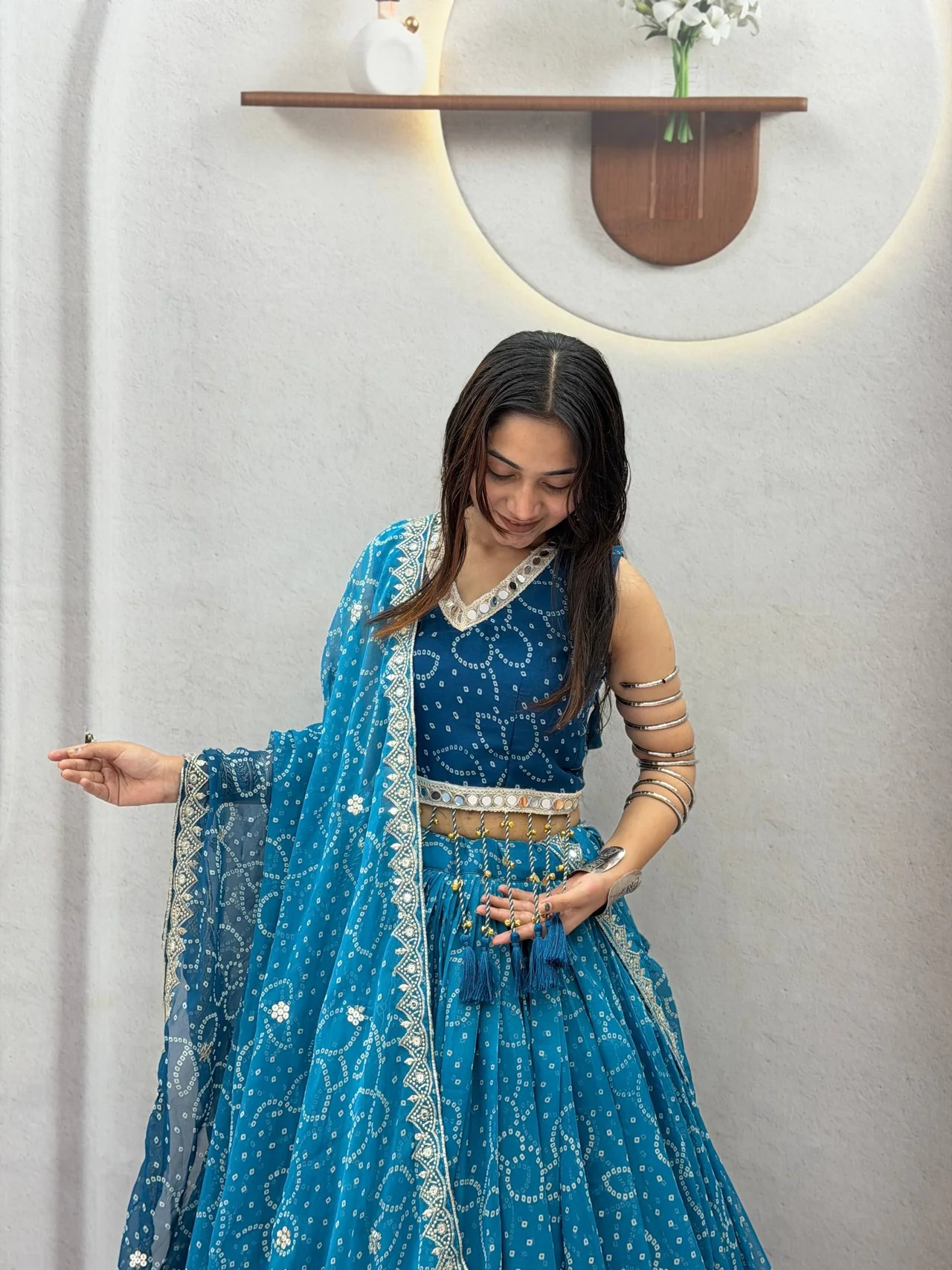 Vidala Clothings Navratri Special Fox Georgette Lehenga Choli with Vintage Dupatta in Magenta — photo 4 of 5