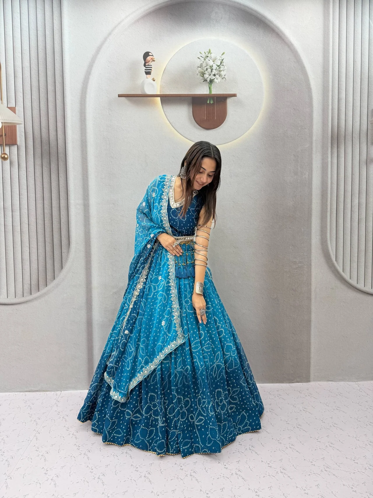 Vidala Clothings Navratri Special Fox Georgette Lehenga Choli with Vintage Dupatta in Magenta — photo 5 of 5