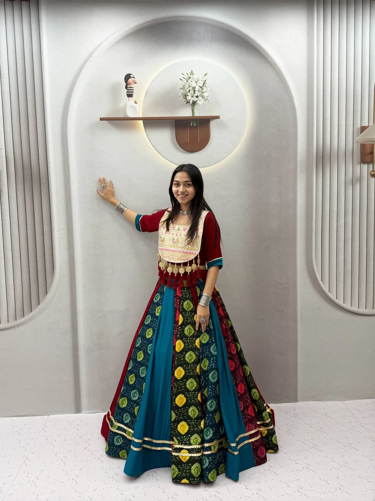 Vidala Clothings Navratri Special Multi Pure Cotton Lehenga Choli in Multicolour — photo 2 of 6