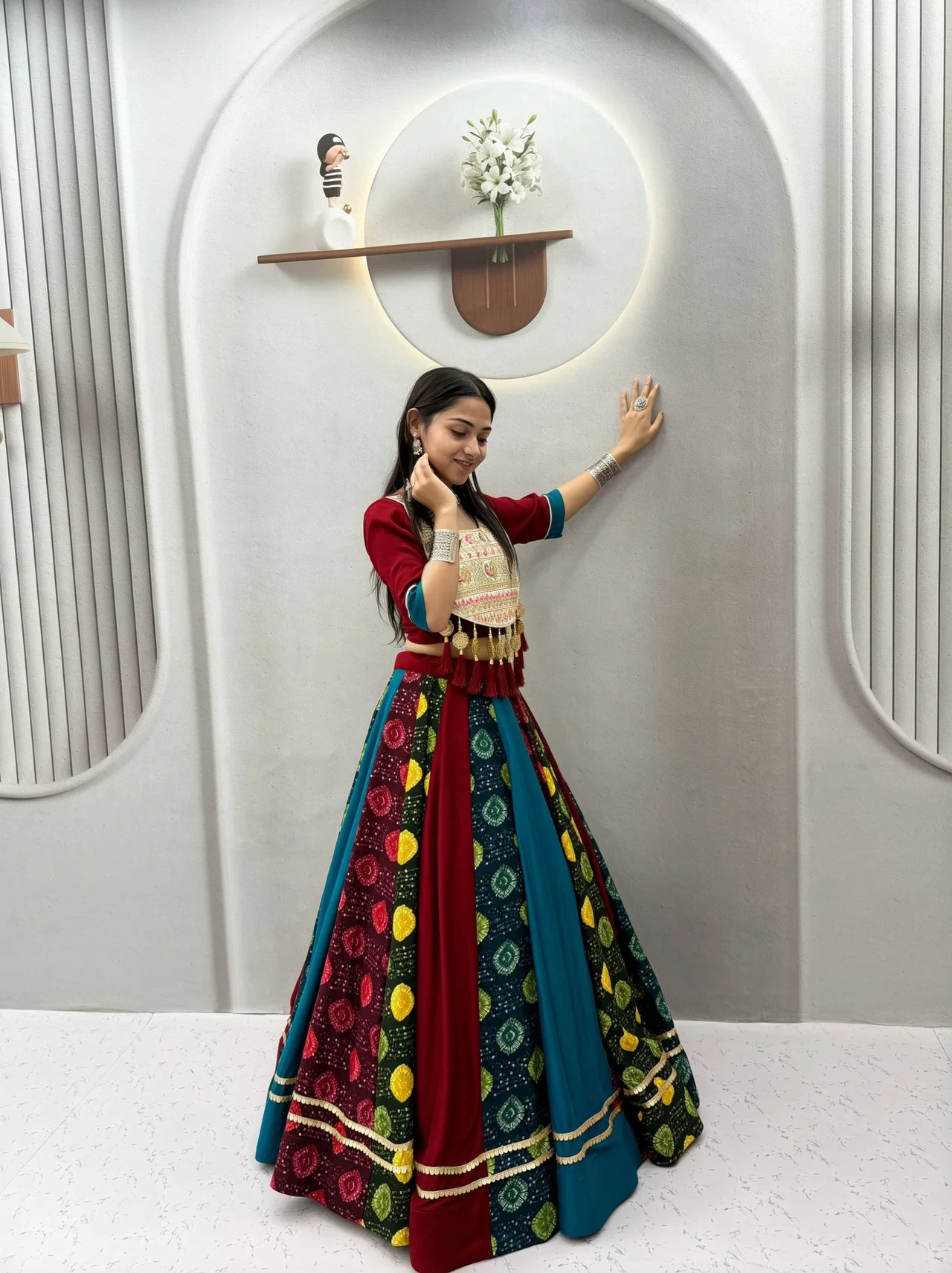 Vidala Clothings Navratri Special Multi Pure Cotton Lehenga Choli in Multicolour — photo 3 of 6