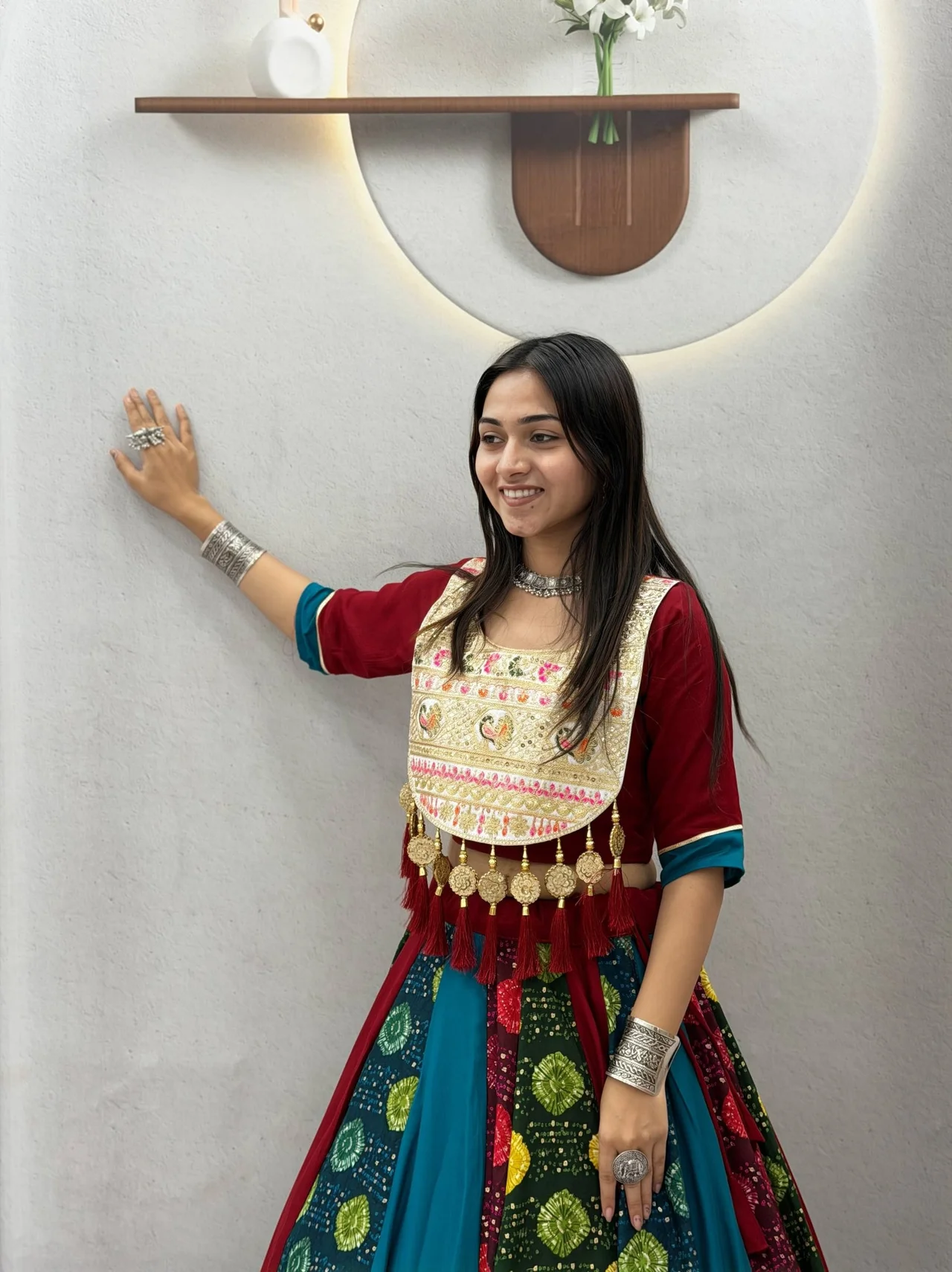 Vidala Clothings Navratri Special Multi Pure Cotton Lehenga Choli in Multicolour — photo 4 of 6