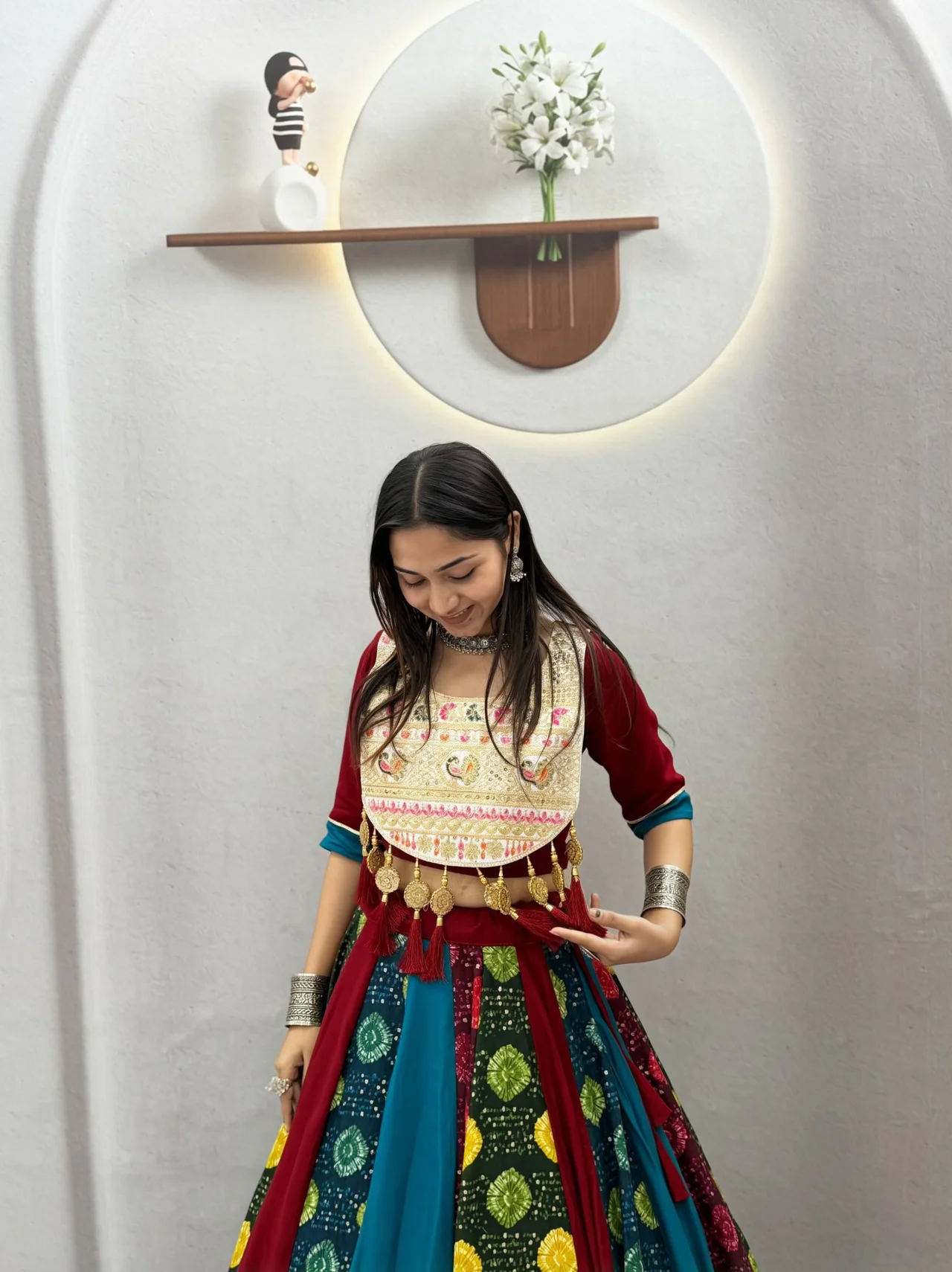Vidala Clothings Navratri Special Multi Pure Cotton Lehenga Choli in Multicolour — photo 5 of 6