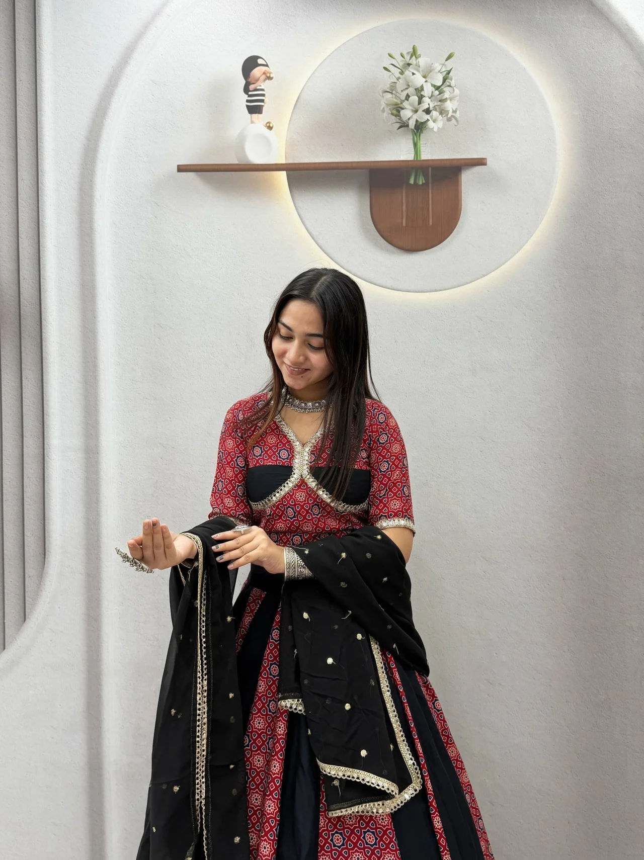Vidala Clothings Navratri Special Ajrak Lehenga Choli with Vintage Dupatta in Multicolour — photo 2 of 6