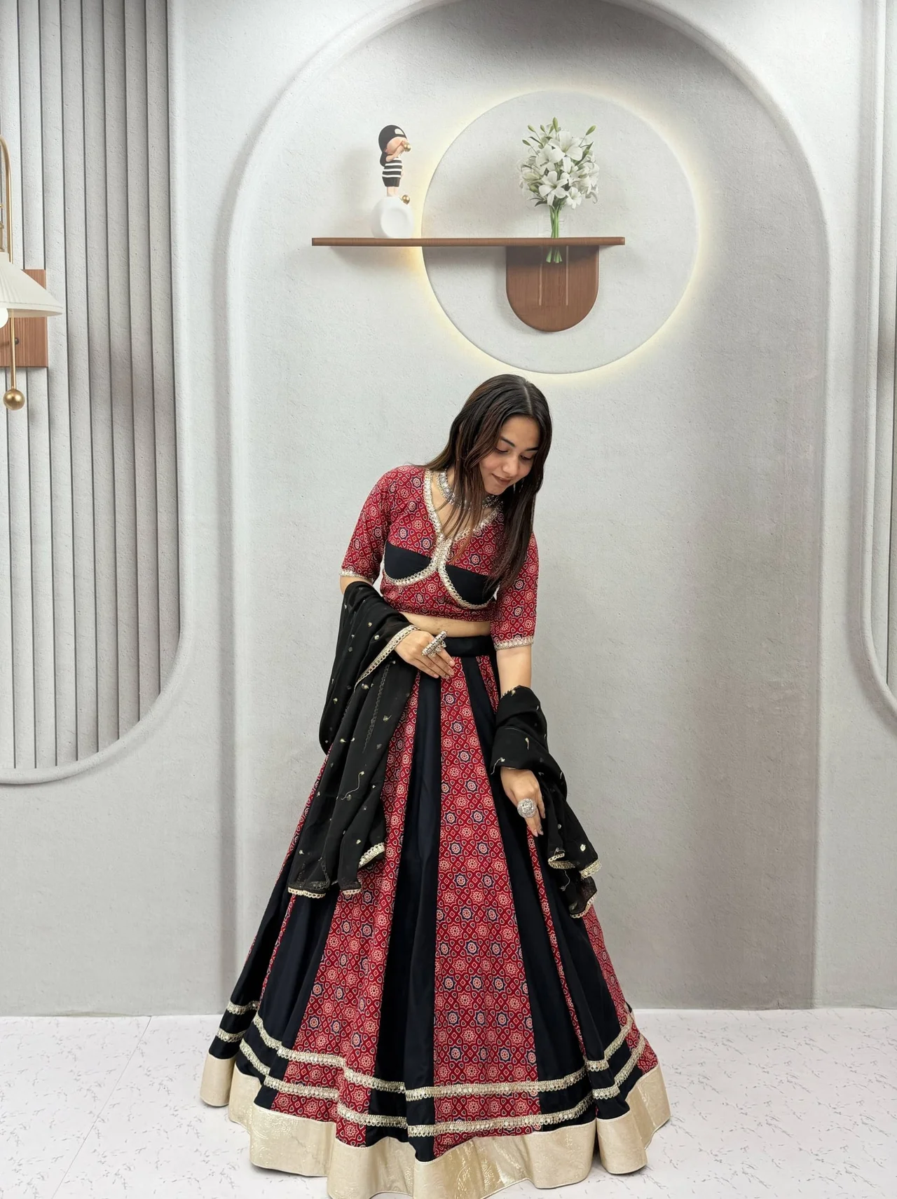 Vidala Clothings Navratri Special Ajrak Lehenga Choli with Vintage Dupatta in Multicolour — photo 3 of 6