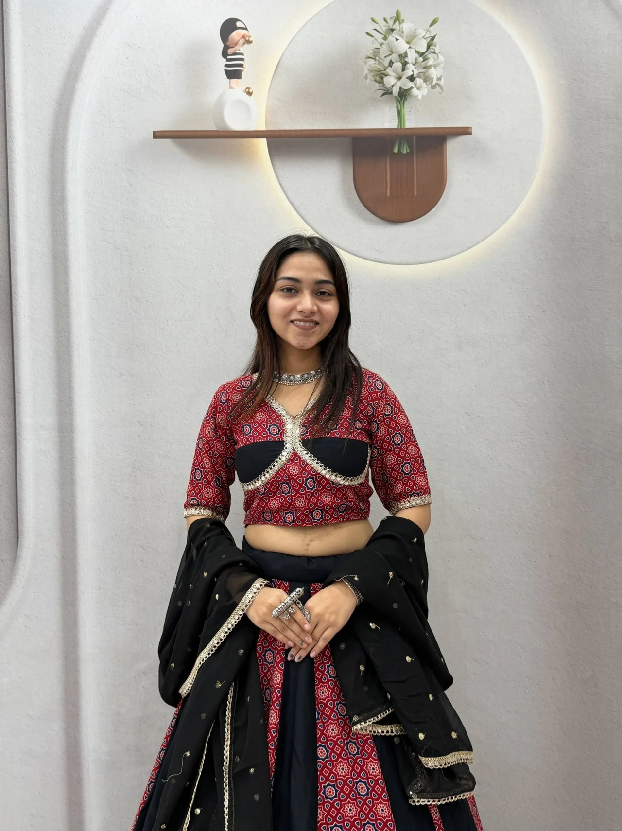 Vidala Clothings Navratri Special Ajrak Lehenga Choli with Vintage Dupatta in Multicolour — photo 4 of 6