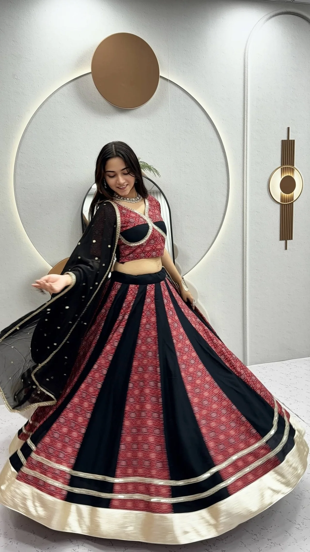 Vidala Clothings Navratri Special Ajrak Lehenga Choli with Vintage Dupatta in Multicolour — photo 6 of 6