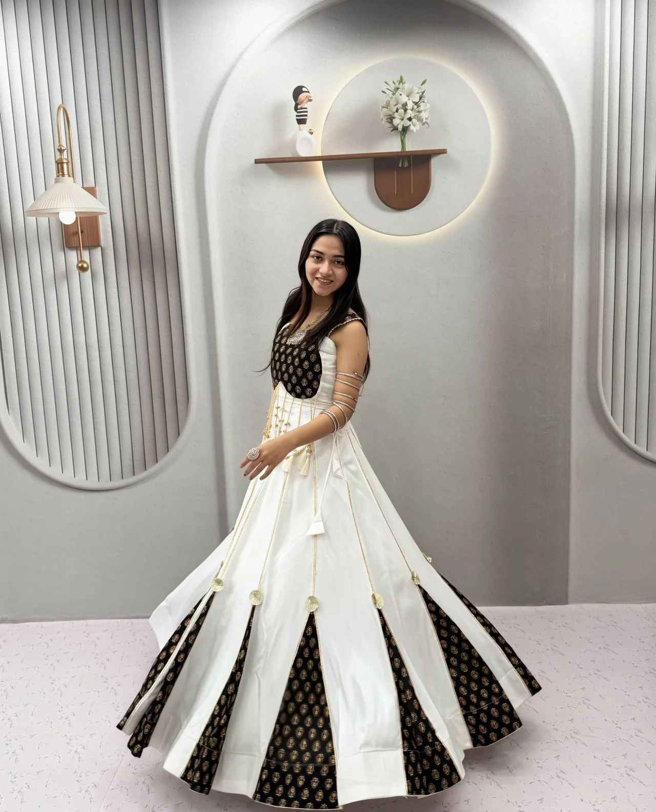 Vidala Clothings Navratri Special Ajrak Pure Cotton Lehenga Choli in White — photo 6 of 6