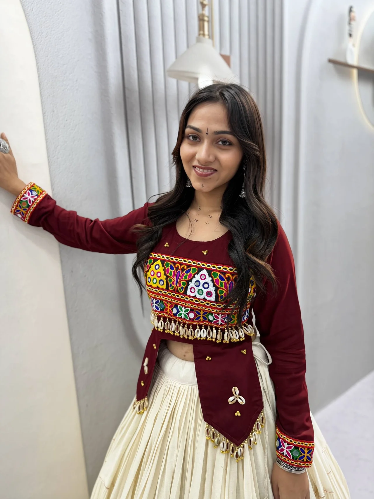 Vidala Clothings Navratri Special Hand Work Lehenga Choli in Maroon — photo 3 of 5