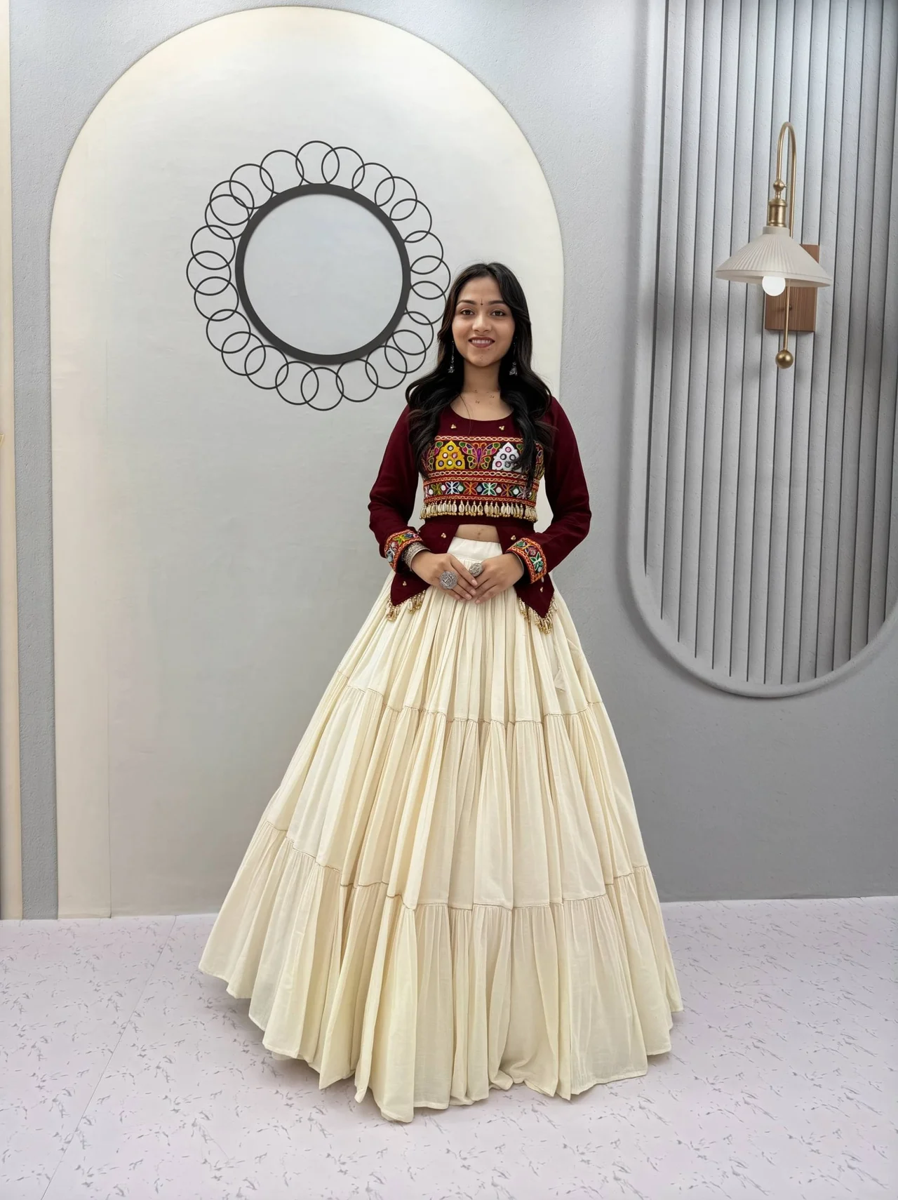 Vidala Clothings Navratri Special Hand Work Lehenga Choli in Maroon — photo 4 of 5