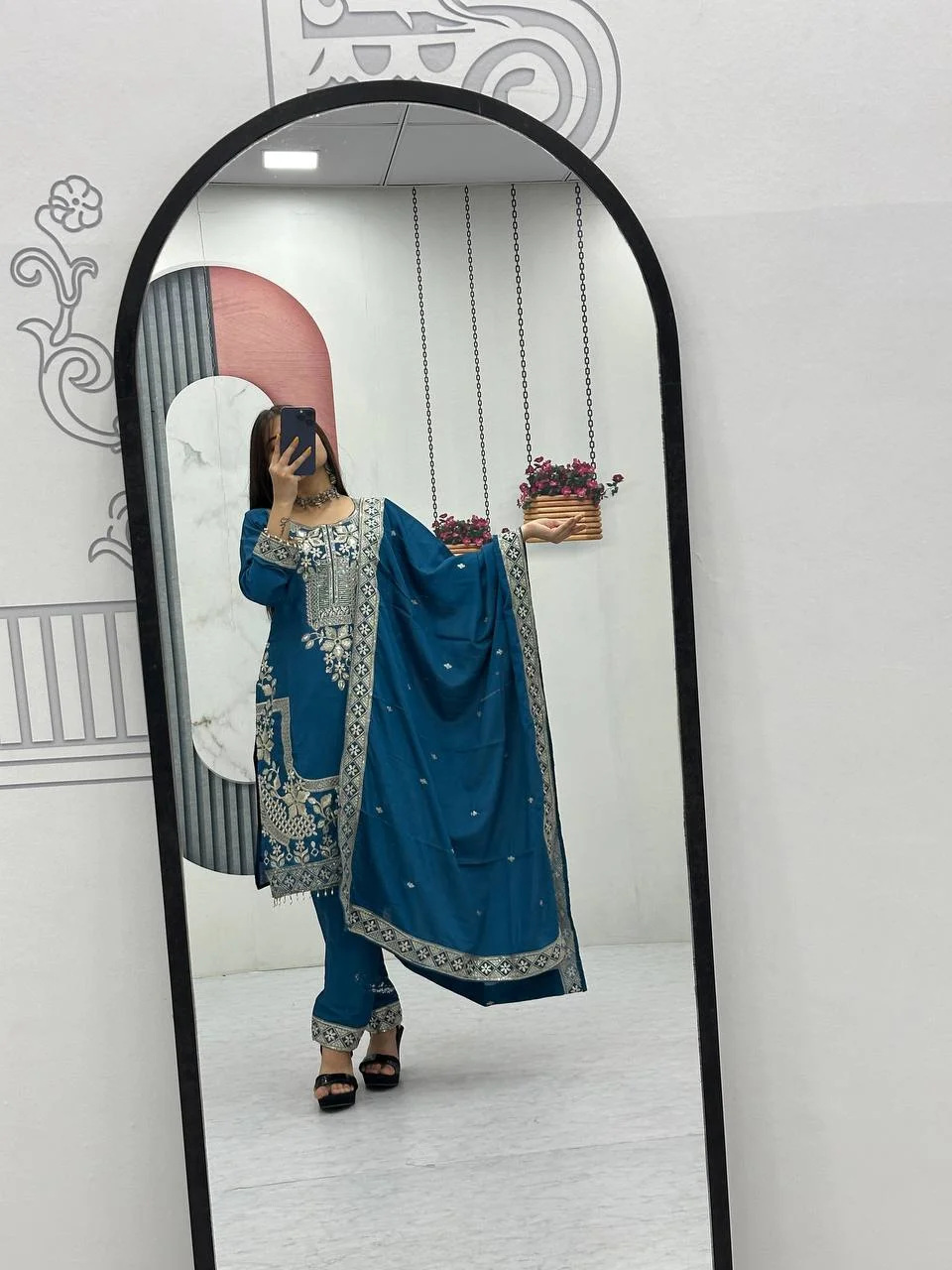 Vidala Clothings New Designer Party Wear Suit Pant & Dupatta Set in Blue — photo 5 of 5