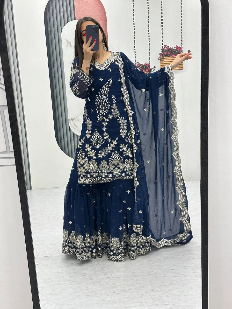 Vidala Clothings New Party Wear Top Sarara & Dupatta Set in Blue — photo 2 of 8