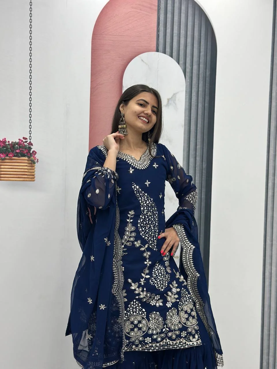 Vidala Clothings New Party Wear Top Sarara & Dupatta Set in Blue — photo 6 of 8