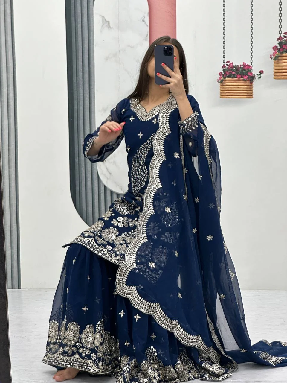 Vidala Clothings New Party Wear Top Sarara & Dupatta Set in Blue — photo 8 of 8
