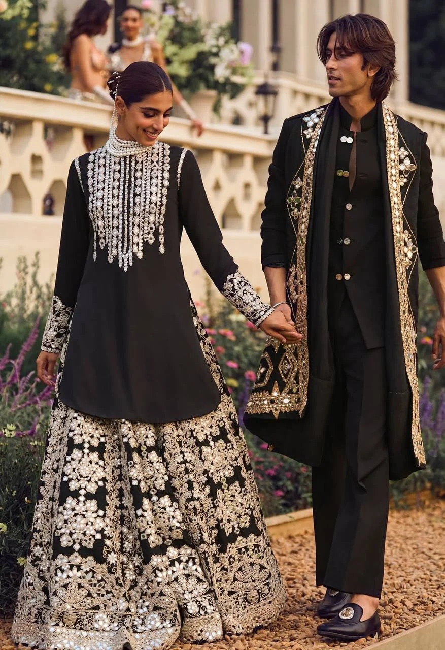 Vidala Clothings Embroidered Lehenga Top & Dupatta Set in Black — photo 3 of 8