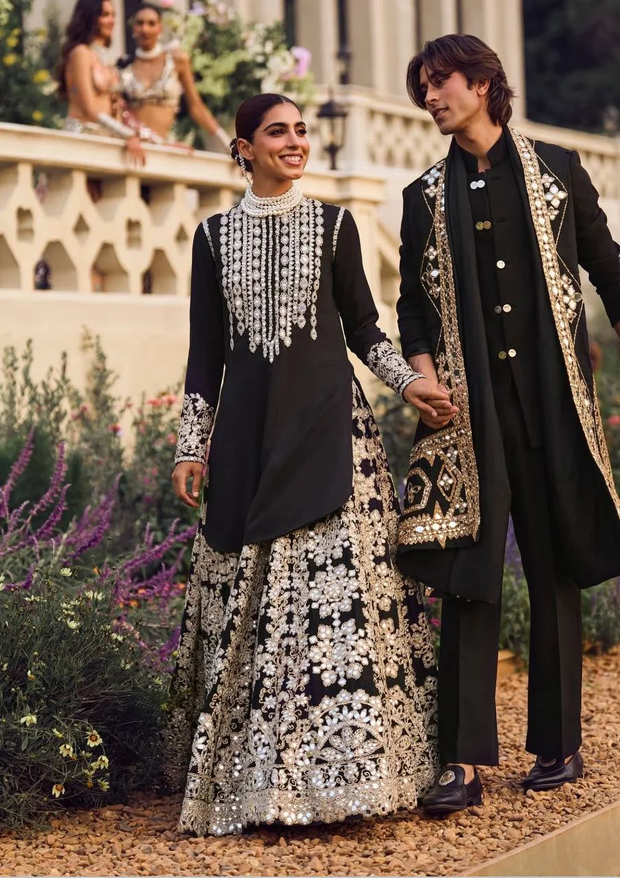 Vidala Clothings Embroidered Lehenga Top & Dupatta Set in Black — photo 4 of 8