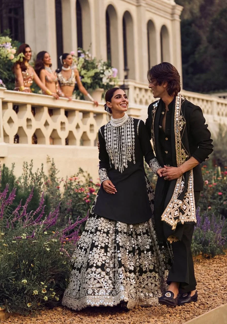 Vidala Clothings Embroidered Lehenga Top & Dupatta Set in Black — photo 5 of 8