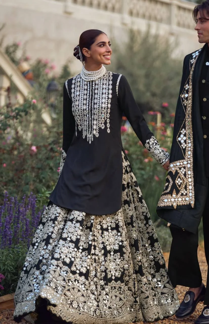 Vidala Clothings Embroidered Lehenga Top & Dupatta Set in Black — photo 8 of 8