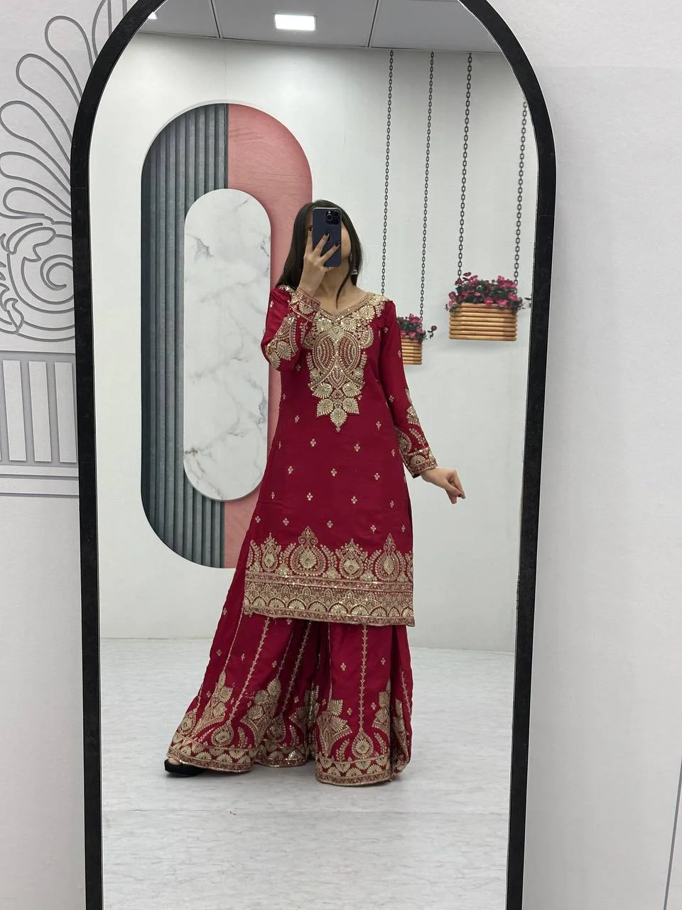 Vidala Clothings New Designer Party Wear Top Palazzo & Dupatta Set. in Rani Pink — photo 2 of 4