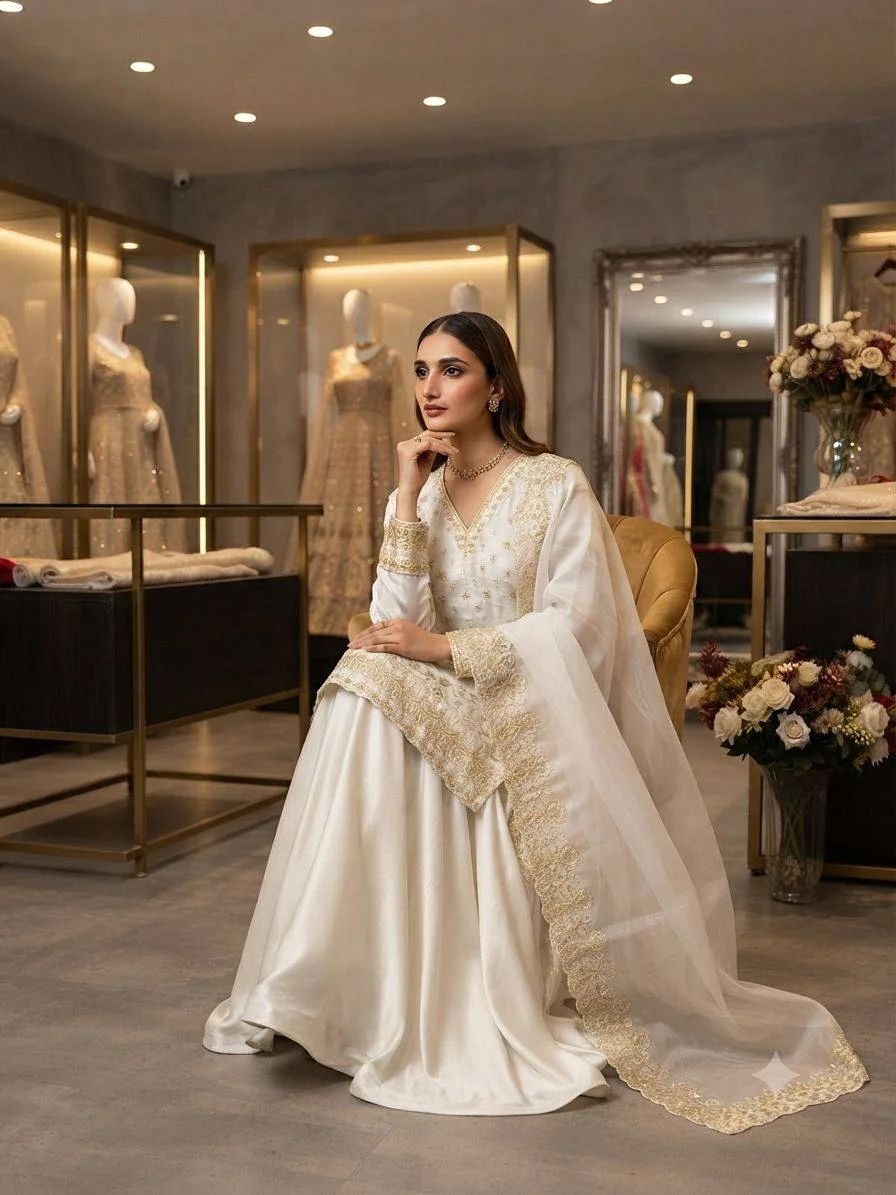 Fendy Kurti Palazzo Dupatta Set for Women in Off White — photo 5 of 5
