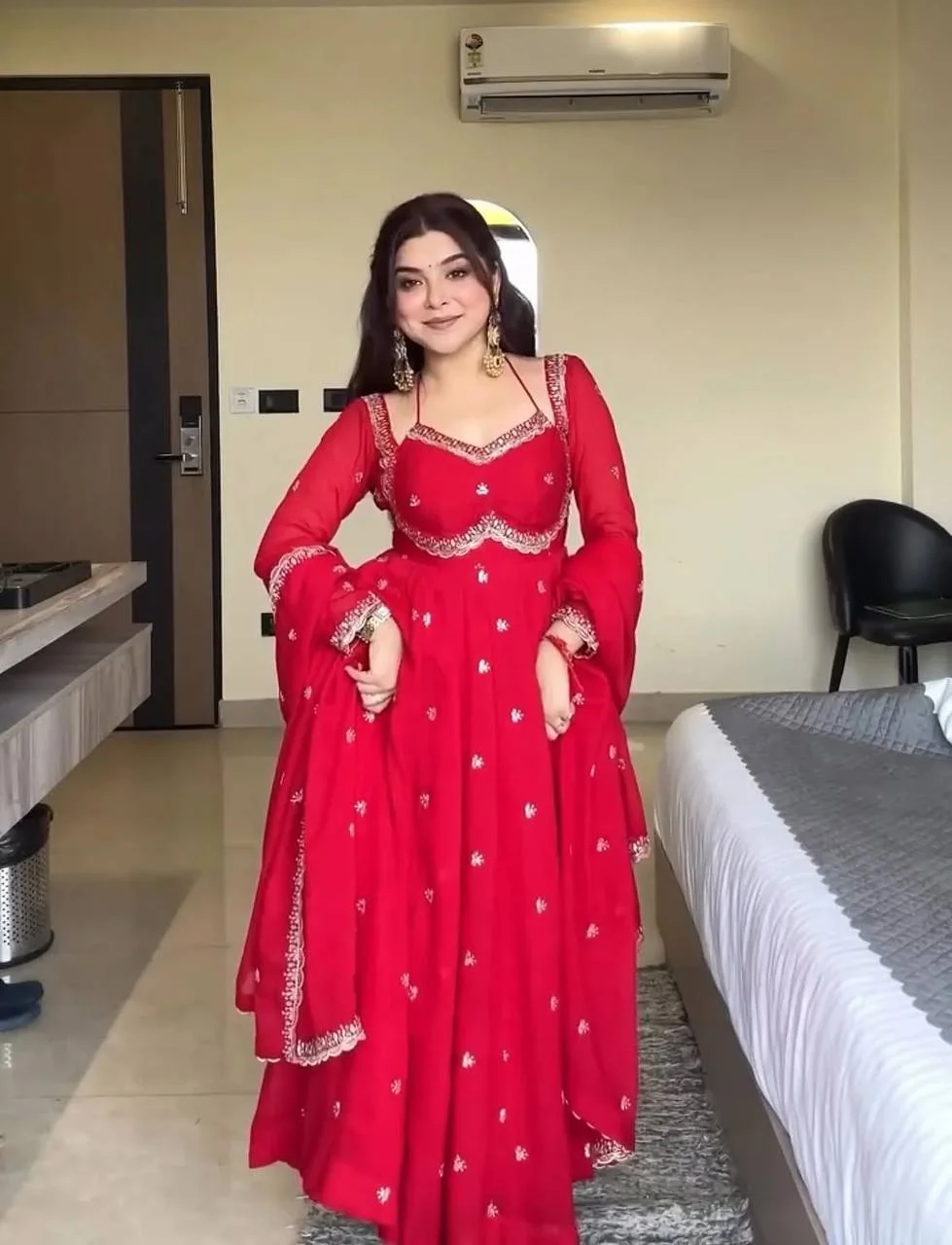 Premium Faux Blooming Anarkali Suit Set for Women with Embroidered Dupatta & Pant — photo 2 of 7