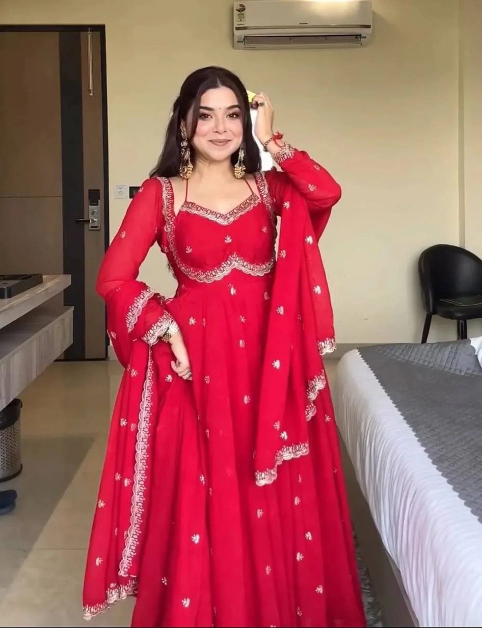 Premium Faux Blooming Anarkali Suit Set for Women with Embroidered Dupatta & Pant — photo 3 of 7