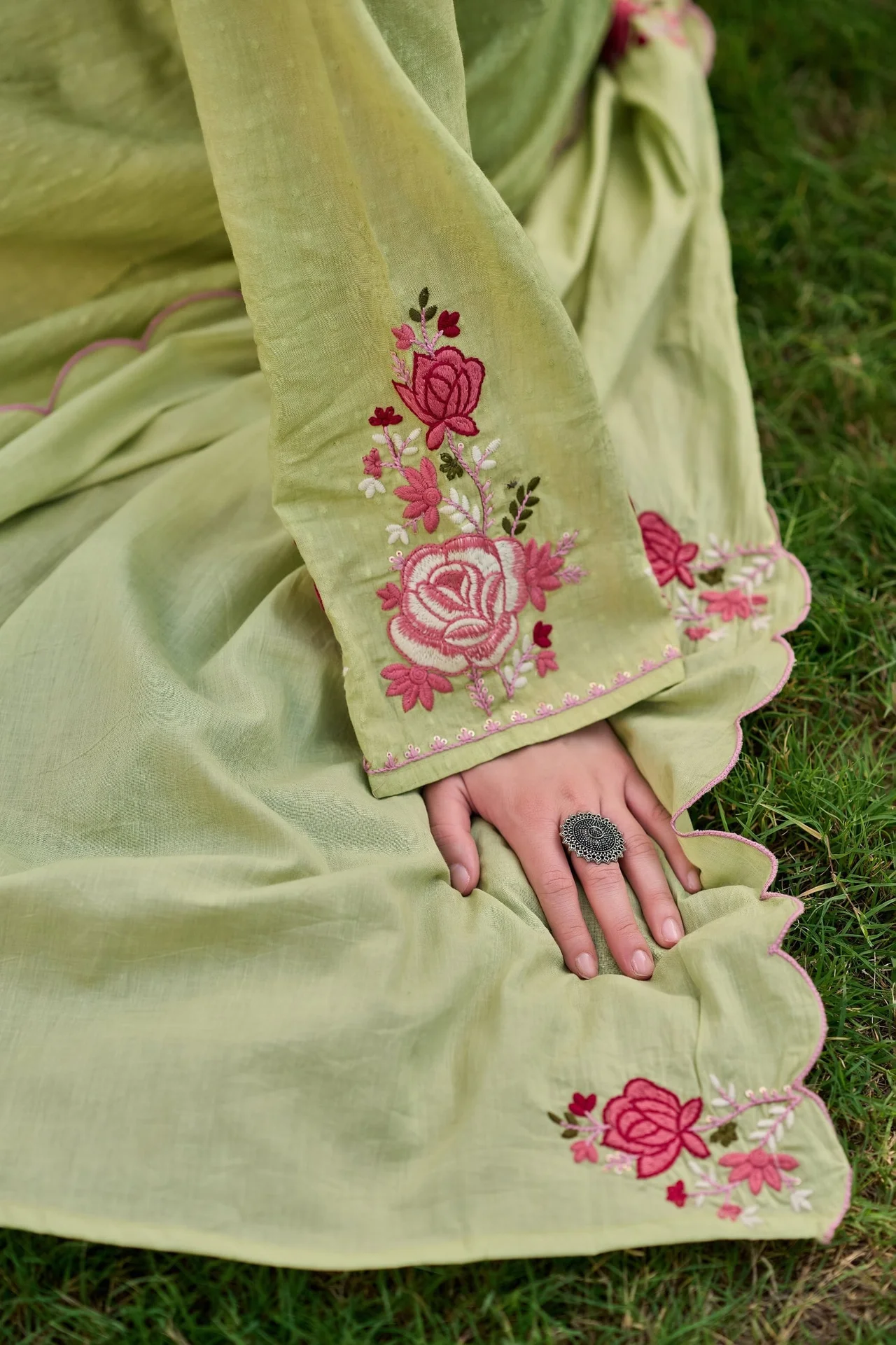 Pista Green Floral Embroidered Anarkali Suit with Dupatta — photo 9 of 9