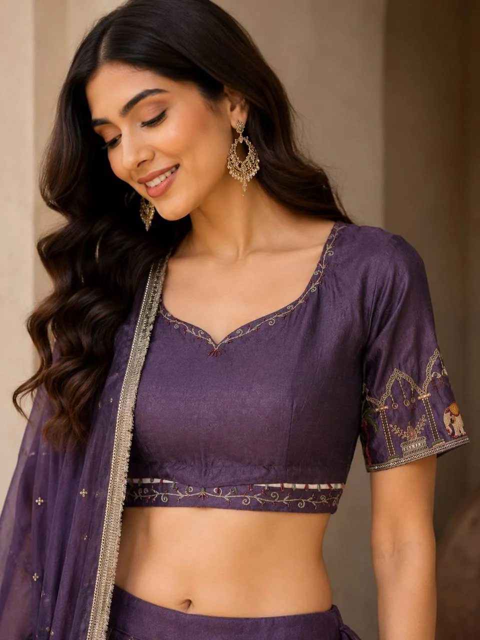 Silk Embroidered Ghaghra Choli with Dupatta in Purple — photo 4 of 7