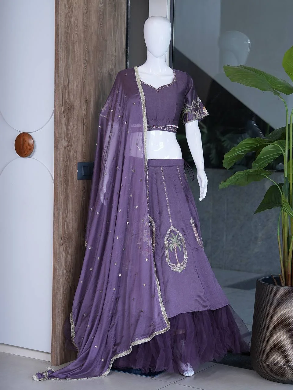 Silk Embroidered Ghaghra Choli with Dupatta in Purple — photo 5 of 7