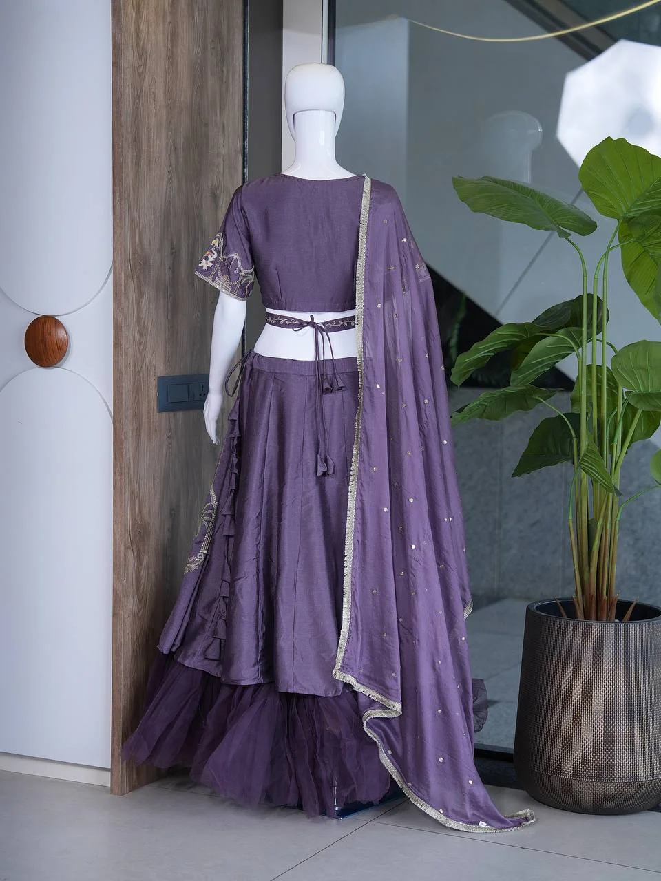 Silk Embroidered Ghaghra Choli with Dupatta in Purple — photo 6 of 7