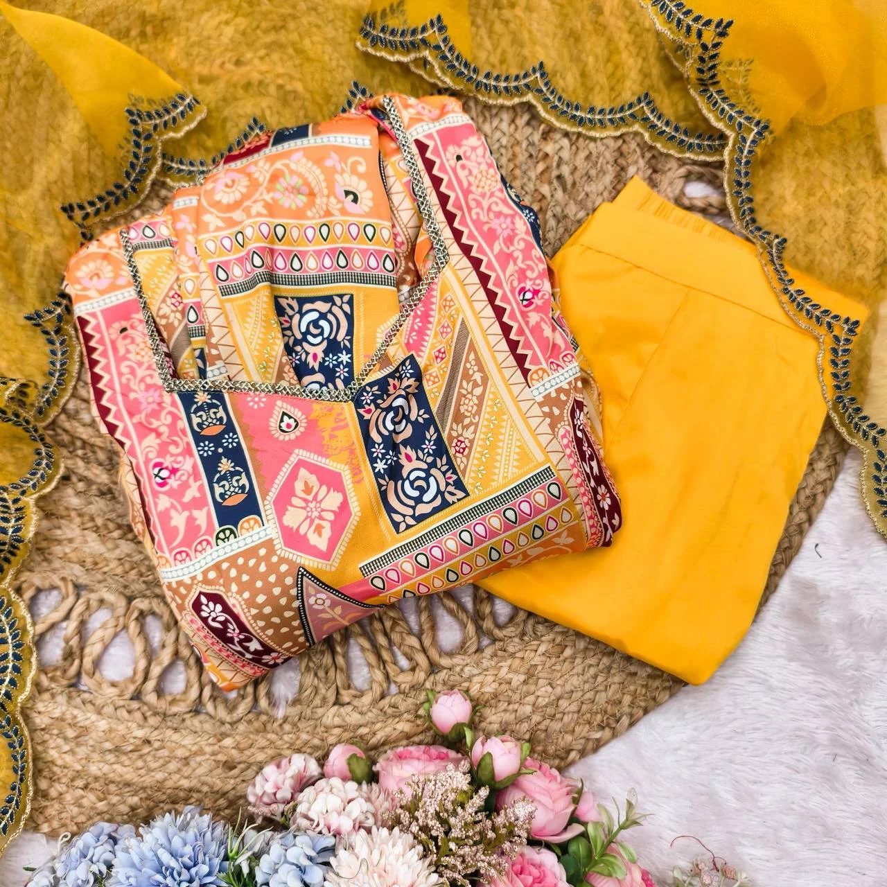 Sleeveless Anarkali Kurta Set with Dupatta in Yellow — photo 10 of 10